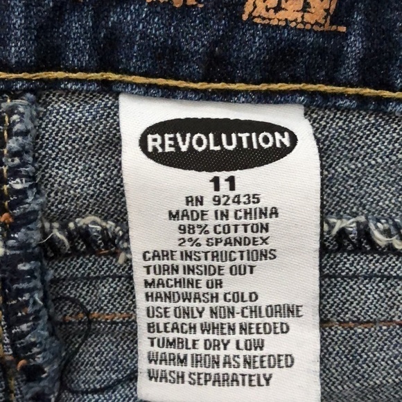 Revolution Jeans, distressed rivet studs. Size 11  / 12. Wide leg flare Boho - Picture 9 of 10